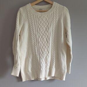 L.L. Bean Women's Ivory Cable Knit Sweater